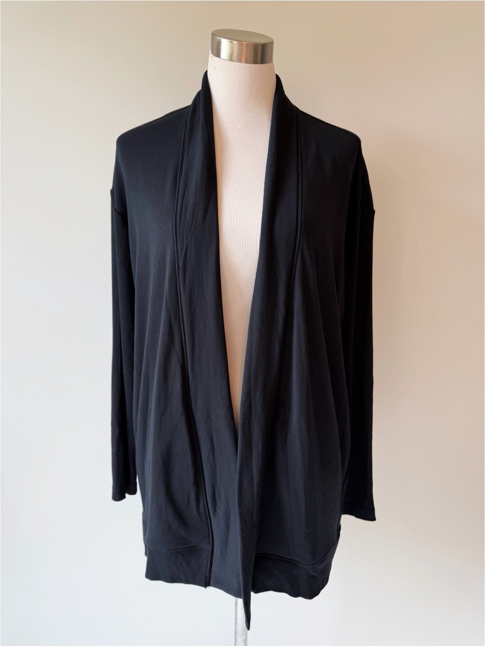 Zella Black Shawl Collar Open Fleece Sweatshirt Cardigan Ballerina Pilates Small
